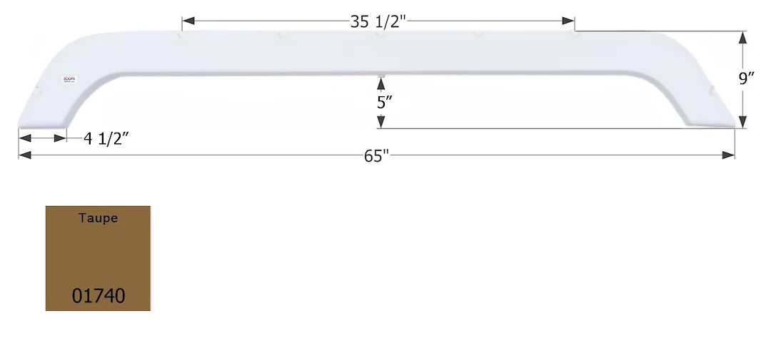 01740 – ICON Fender Skirt, Vehicle Fitment: Various R-Vision Models 65 Inch Length x 9 Inch Height Taupe ABS Plastic ...